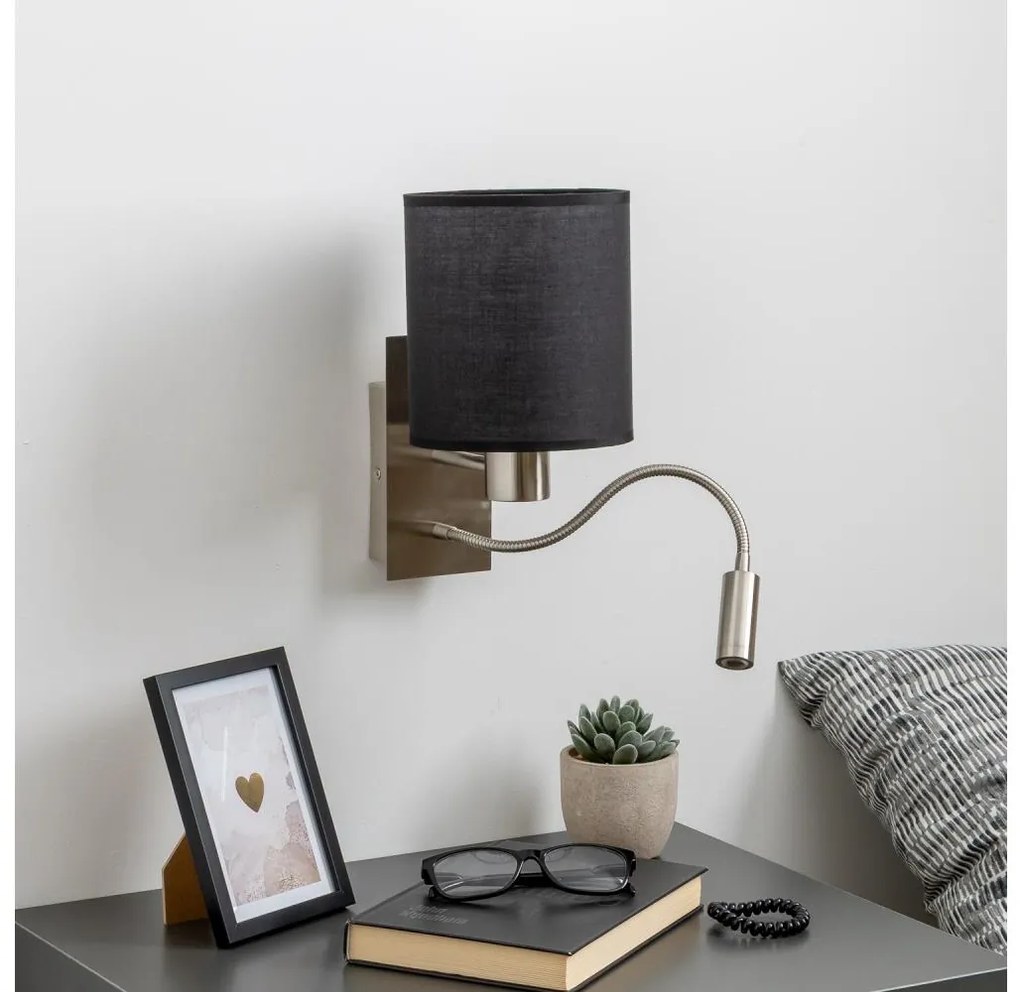 Lampă LED de perete Brilagi NUBILA 1xE27/25W/230V + LED/3W crom mat/negru