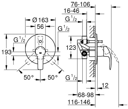 GROHE 33305002 - Baterie pentru cadă DN 15, crom lucios