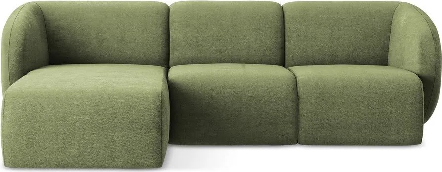 Colțar verde cu tapițerie din chenille (cu colț pe partea stângă/cu șezlong) Lani – Makamii