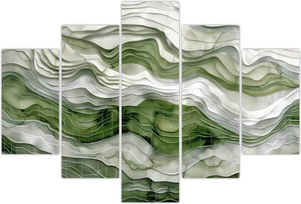 Tablou - Undele verzi și albe (150x105 cm)