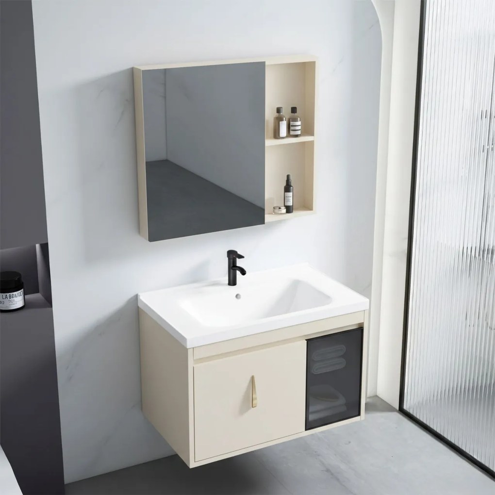 Set mobilier de baie cu lavoar Paris 60cm Beige