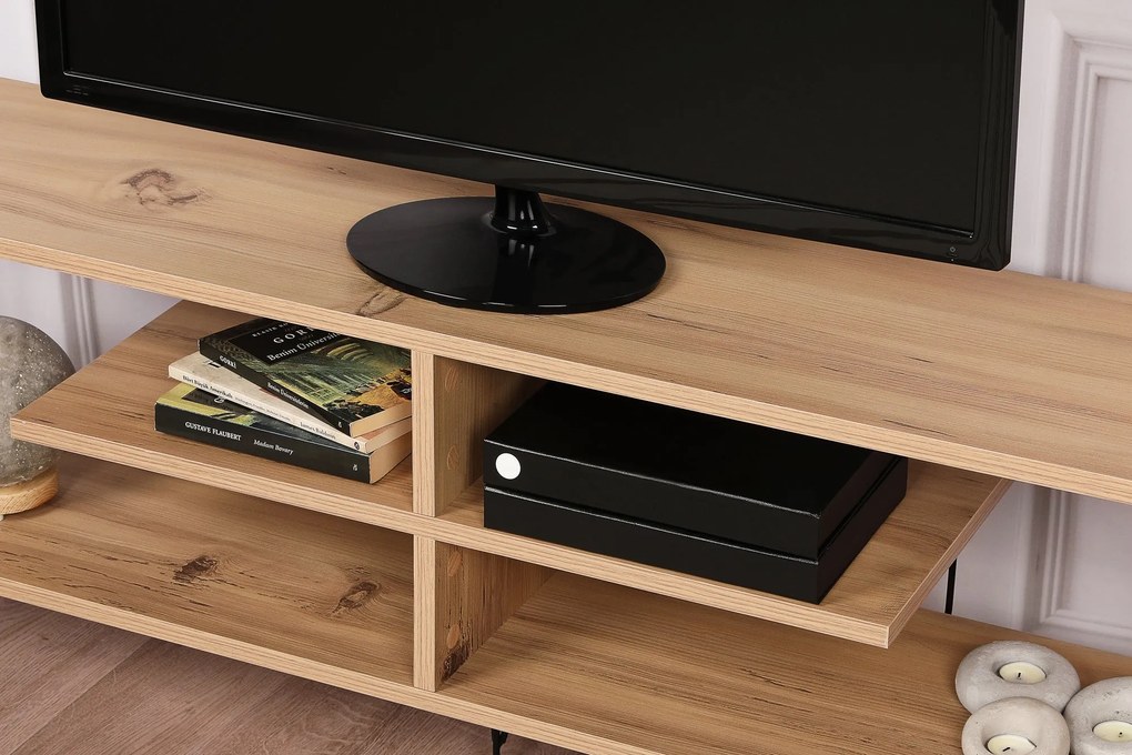 Comoda TV Eze, Crem - Alb - Maro - Gri, 120 x 45 x 30 cm