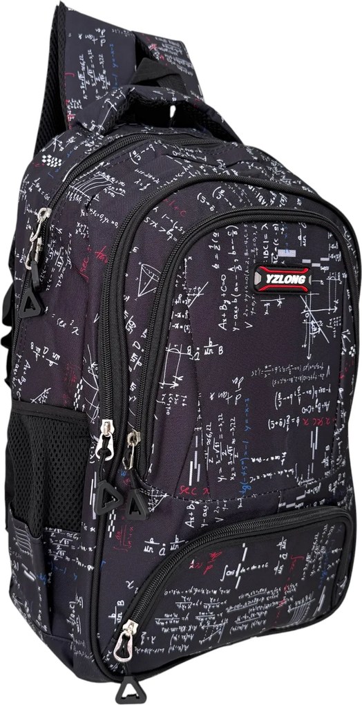 Ghiozdan pentru școală, 43 x 28 x 20 cm, 3 compartimente, model Math Formula, GS108