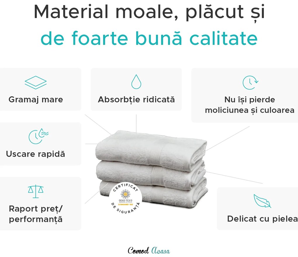 Prosop SOFT 70x125 cm maro, 100% bumbac