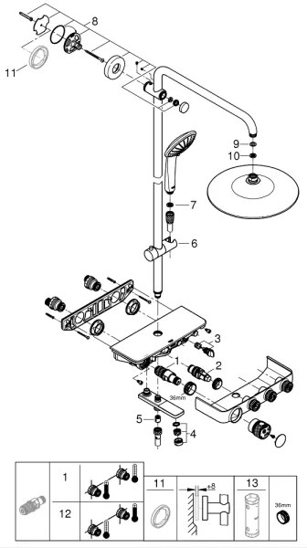 GROHE 26510000 - Sistem de duș EUPHORIA SMARTCONTROL 450 mm, crom lucios