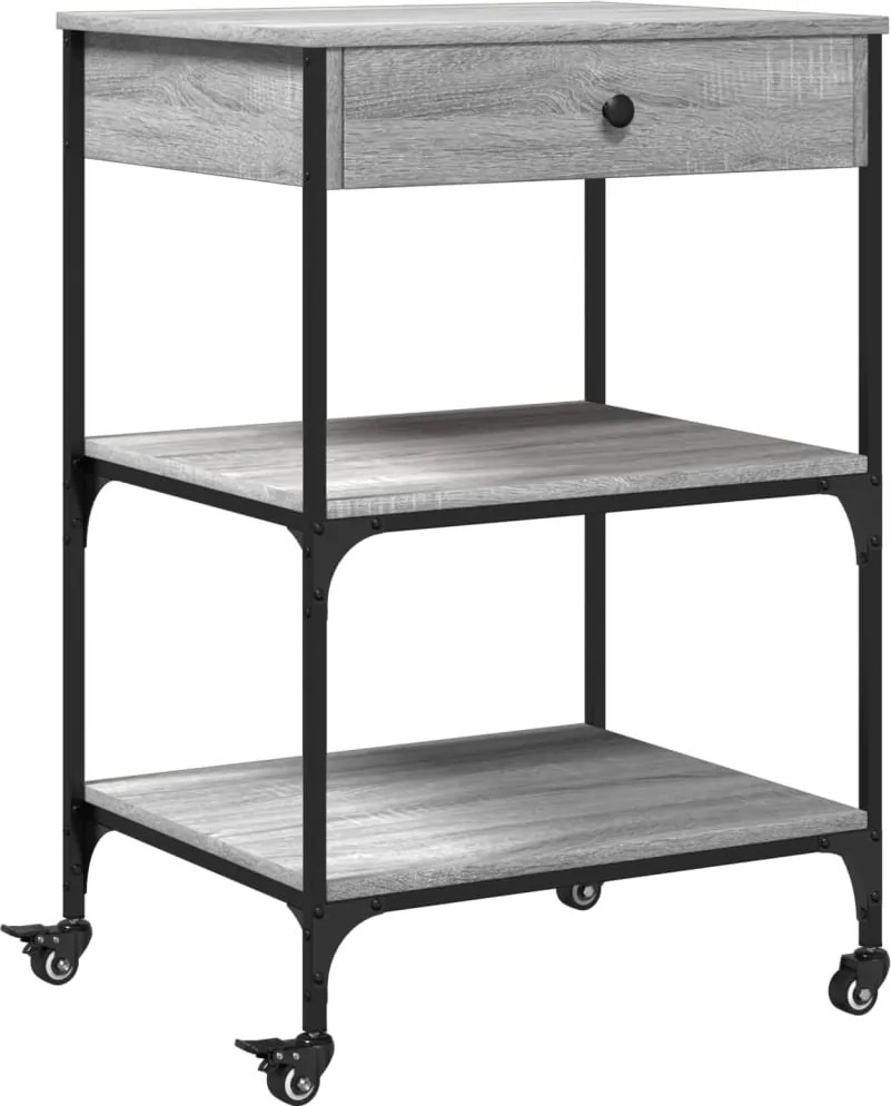 vidaXL Cărucior de bucătărie, gri sonoma, 60x48x89,5cm, lemn prelucrat