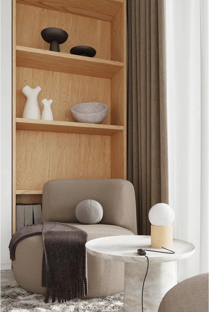 Veioză albă/în culoare naturală cu abajur din sticlă (înălțime 21 cm) Surtur – Sollux