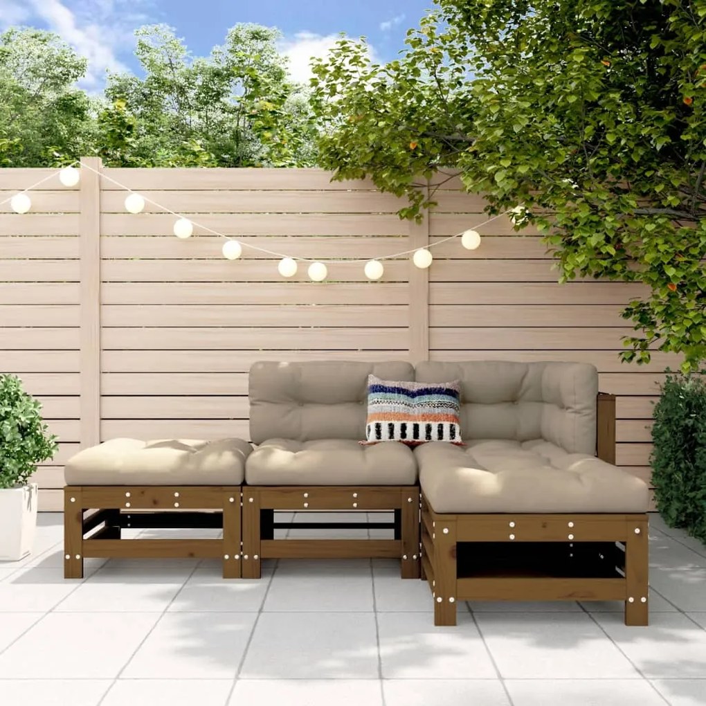 3186504 vidaXL Set mobilier pentru grădină 4 piese, maro miere, lemn masiv pin