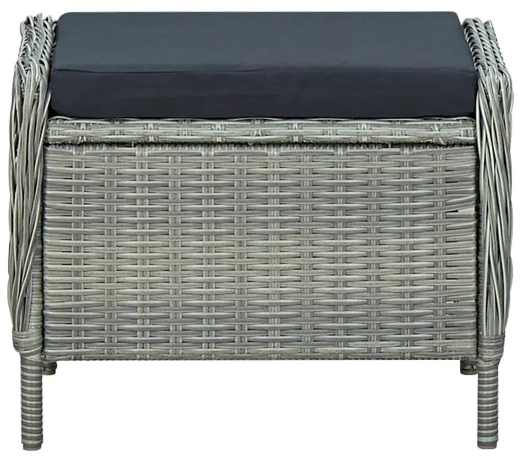 Scaun de gradina rabatabil cu taburet, gri deschis, poliratan 1, light grey and black