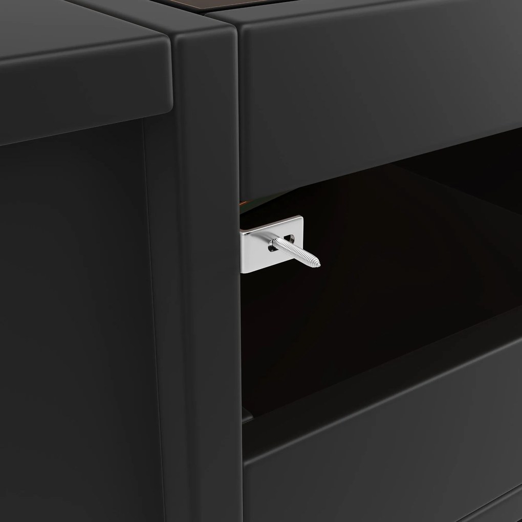 Comodă modernă cu sertare, Negru | Aosom Romania