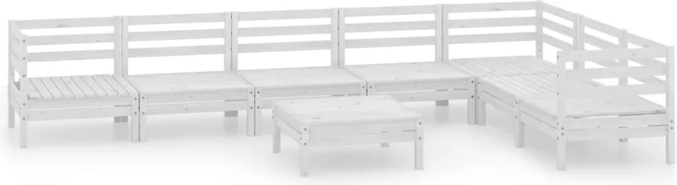vidaXL Set mobilier de grădină, 8 piese, alb, lemn masiv de pin