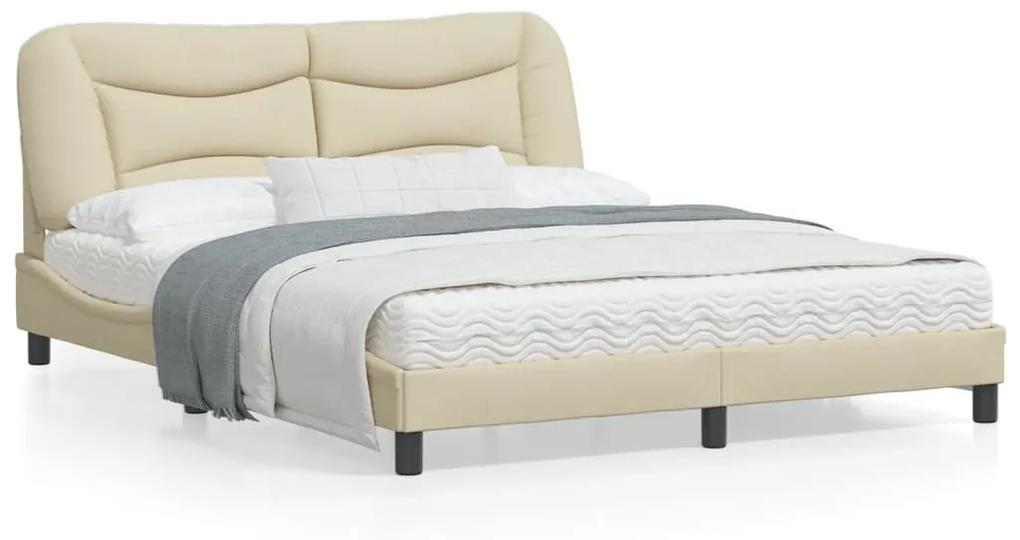 3207784 vidaXL Cadru de pat cu tăblie, crem, 160x200 cm, textil