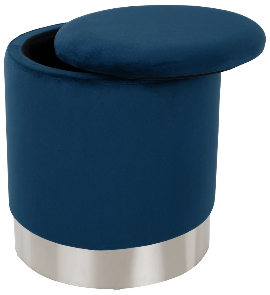 Taburet, catifea albastru Velvet/crom argintiu, DARON