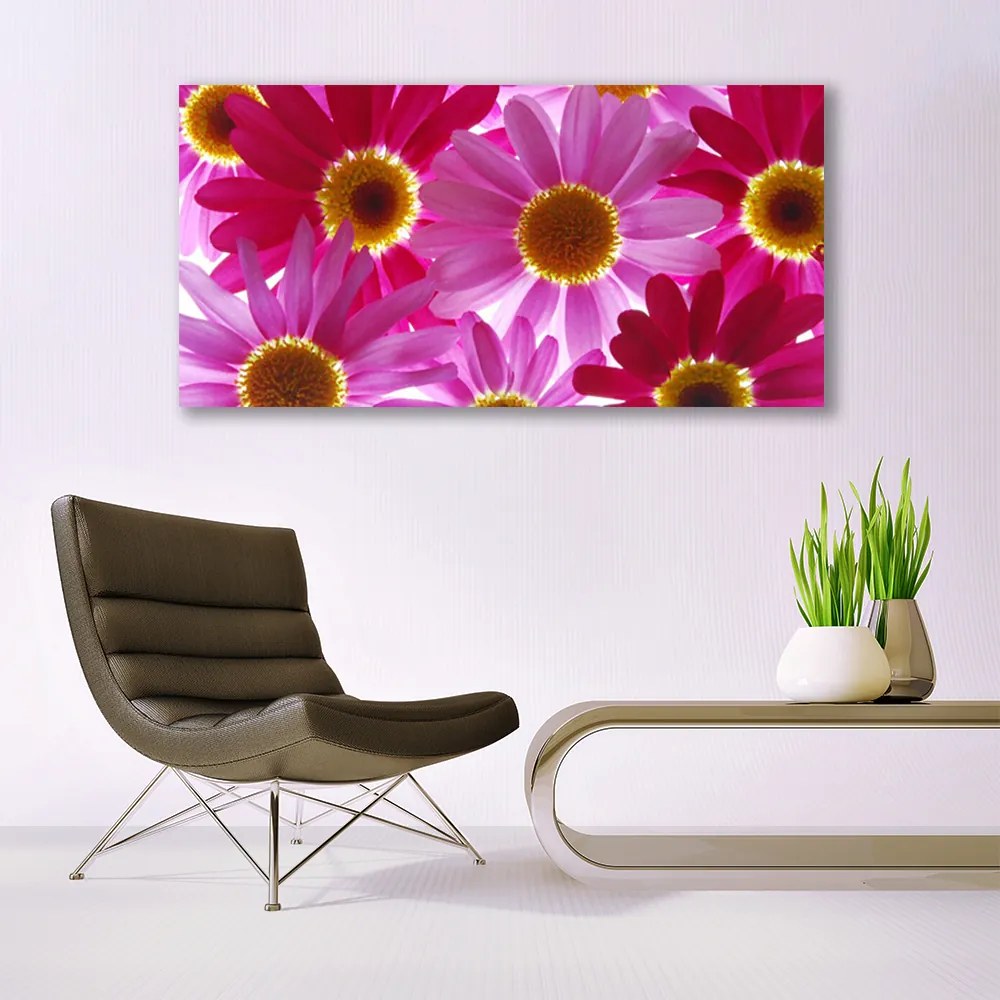 Tablou pe panza canvas Flori Floral galben roz