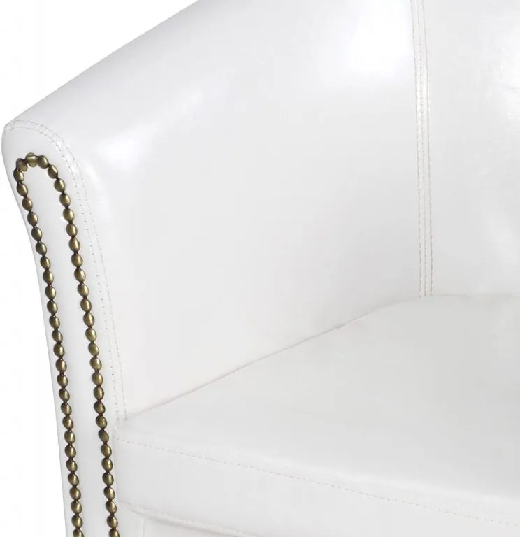 MIADOMODO Fotoliu Chesterfield cu taburet - alb