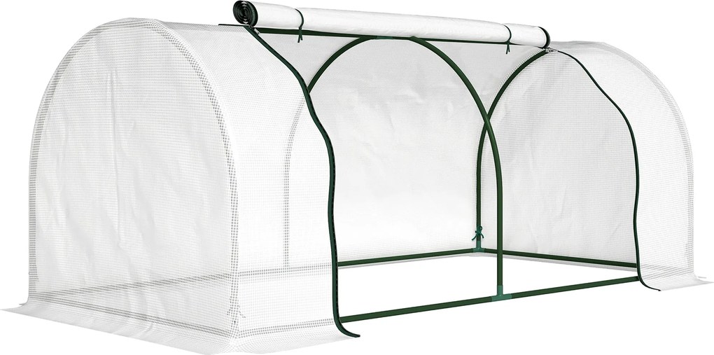 Outsunny Seră de Grădină cu Ferestre Rulabile, Husă Plastic Anti-UV, 200 x 100 x 80 cm, Alb | Aosom Romania
