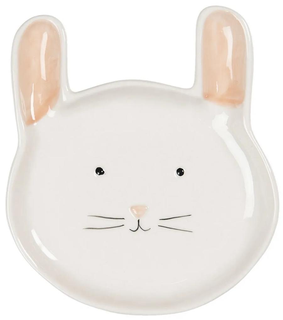 Farfurie din ceramica crem model Pisica 15 cm x 17 cm x 2 cm