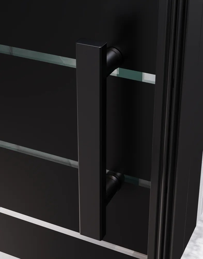 Madeira Black Pattern 90 ușă de duș care se deschide, 190cm, 6mm