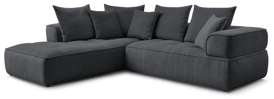 Colțar gri închis cu tapițerie din chenille (cu colț pe partea stângă/în formă de ”L”) Whesley – Bobochic Paris