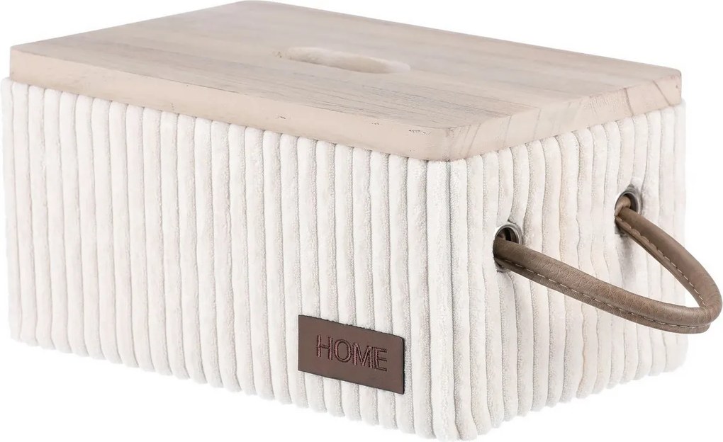Autronic Set of 5 fabric storage boxes, cream