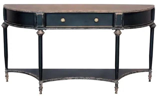 Consola din metal, cu sertar si raft de depozitare, aspect vintage, Edouard