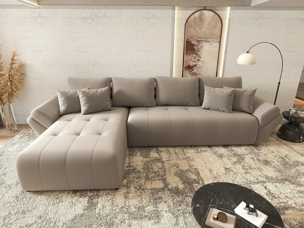 Colțar extensibil dumonde cu ladă de depozitare si sezut confortabil din spuma high-density, Berlin XL Royal Gri 350x185 cm