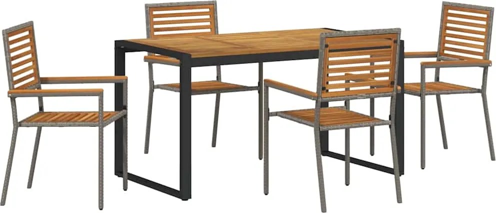vidaXL Set de masă pentru grădină 5 pcs Gri și Brown poliratan