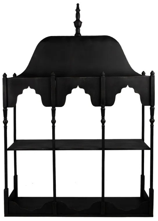 Etajera de perete, neagra, din metal, cu 1 raft, Bica