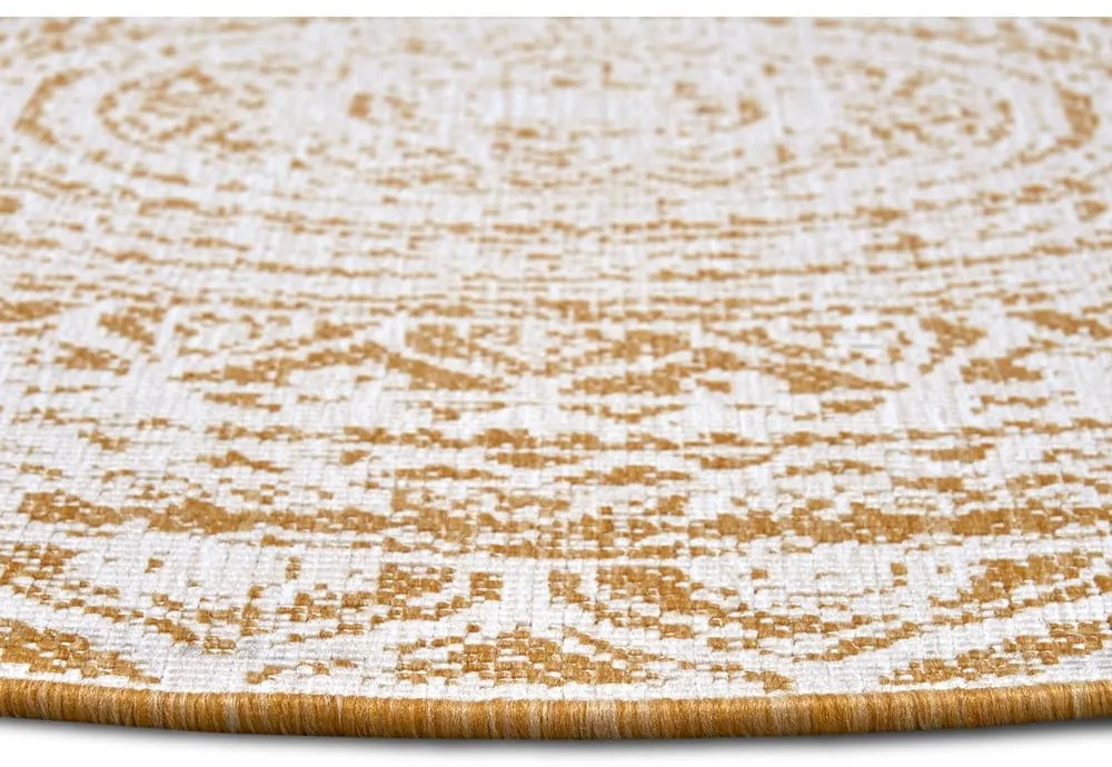 Covor de exterior galben ocru-alb rotund ø 140 cm Siruma – NORTHRUGS