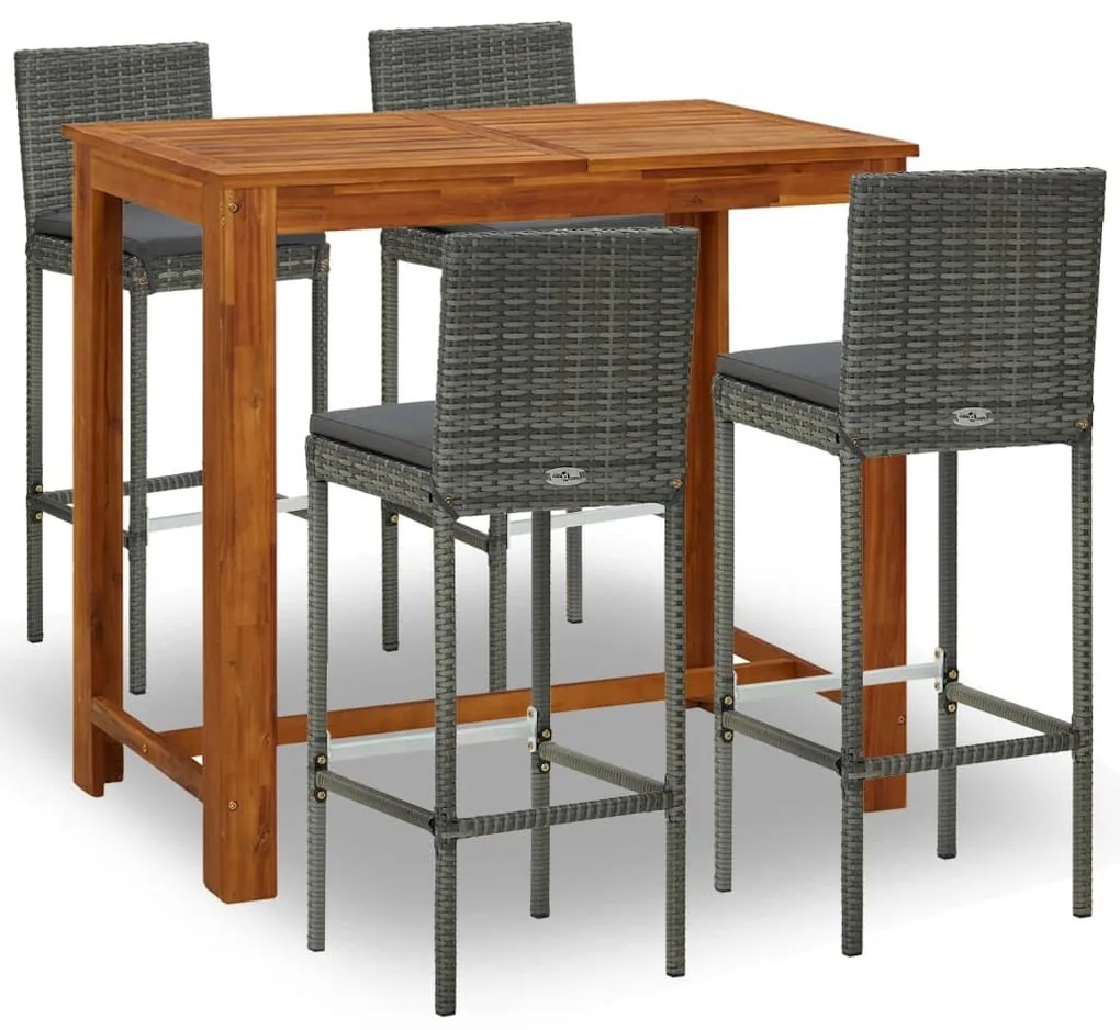 3067991 vidaXL Set mobilier bar de grădină cu perne, 5 piese, gri