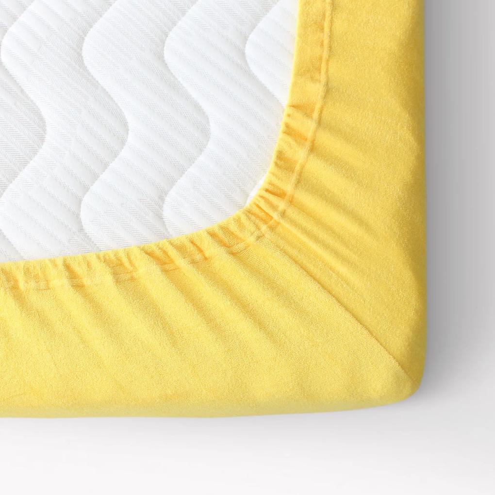 Goldea cearceafuri de pat din terry cu elastic - galben deschis 90 x 220 cm