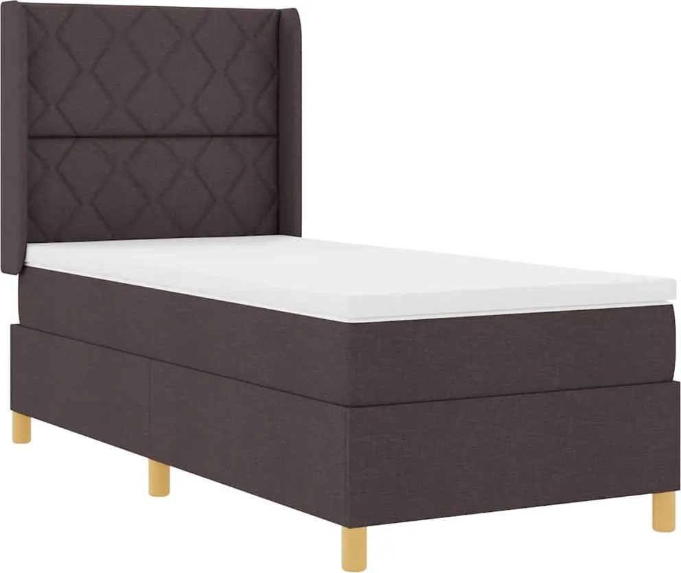 vidaXL Pat cu arcuri cu saltea cu headboard Maro 140 x 200 cm țesătură