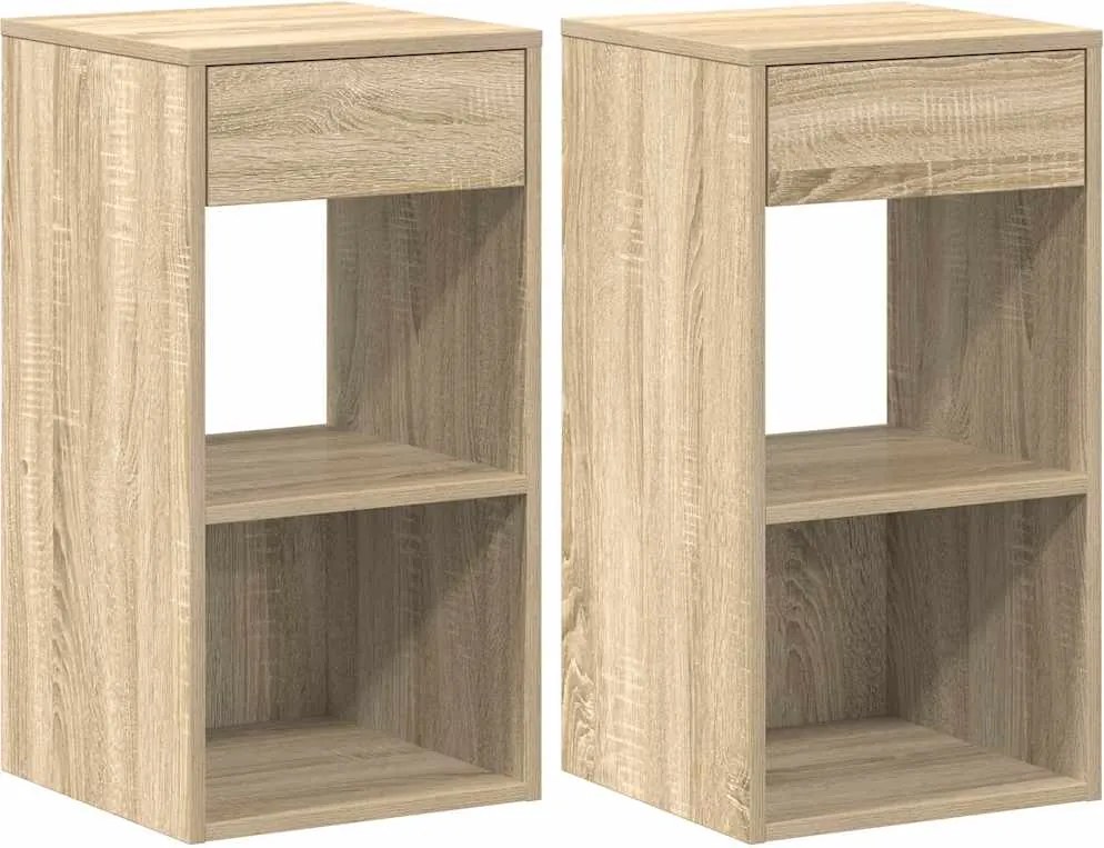 vidaXL Noptiere cu sertar 2 buc. Stejar Sonoma 35x34x66,5 cm