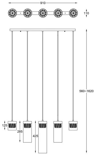 Lustră de cristal pe cablu GEM 5xG9/28W/230V Zuma Line P0389-05E-F7AC