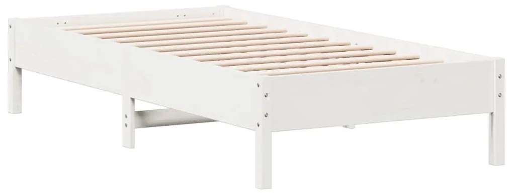842731 vidaXL Cadru de pat, alb, 75x190 cm, lemn masiv de pin