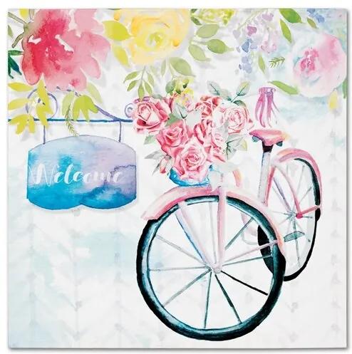 Pictură pe pânză Bicycle with roses, 28 x 28 cm