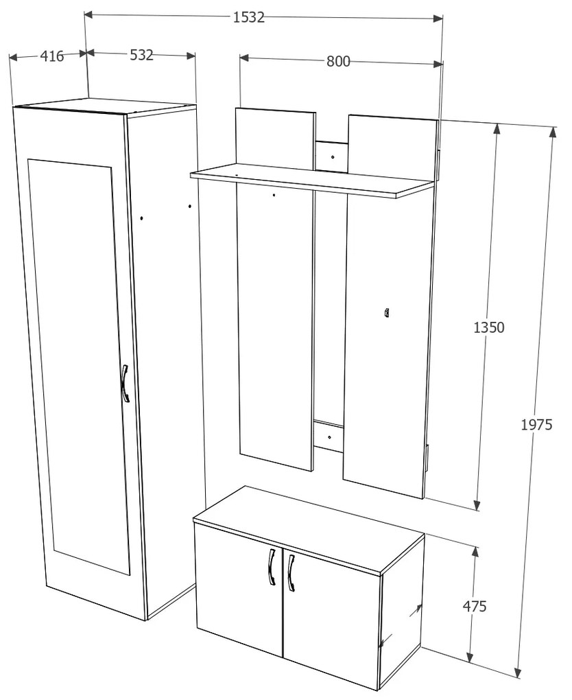 Cuier haaus Torino, Stejar Sonoma, 150 x 42 x 200 cm