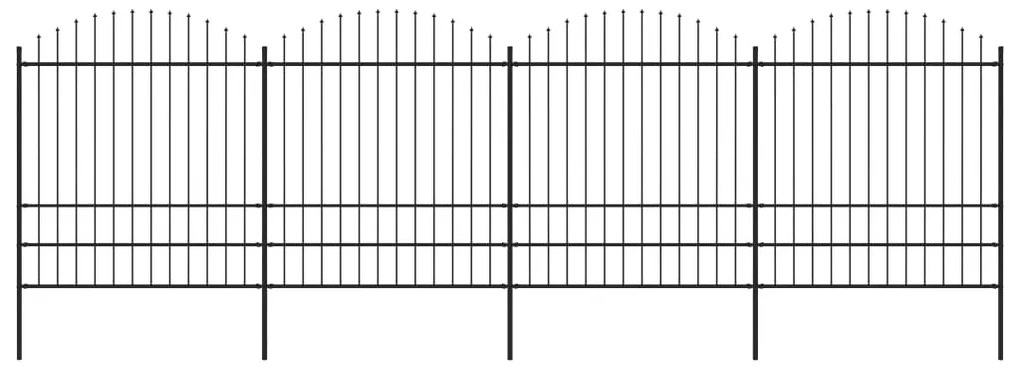 vidaXL Gard de grădină cu vârf tip suliță din oțel 714,5x200 cm, negru