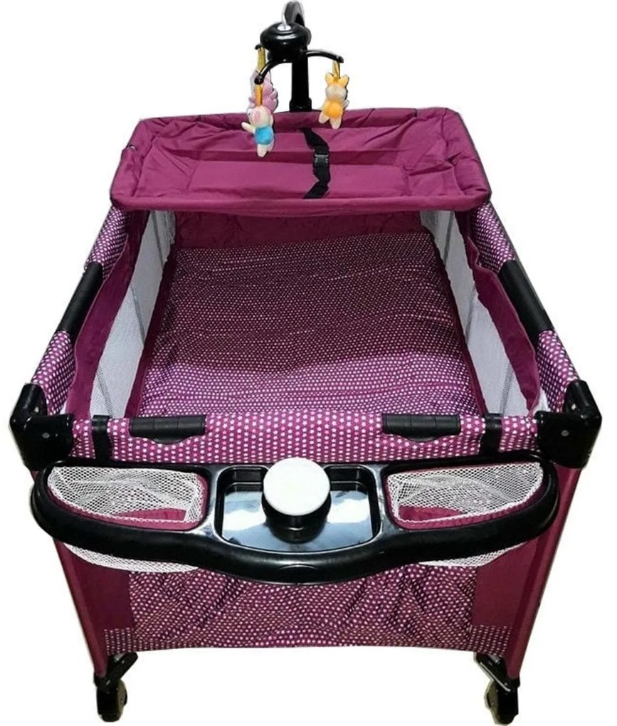 Patut Pliant, Tarc copii Baby Care™ NEST, Pliabil pe 2 Niveluri cu muzica si Masa infasat, Jucarie Carusel cu jucarii din plus, geanta transport