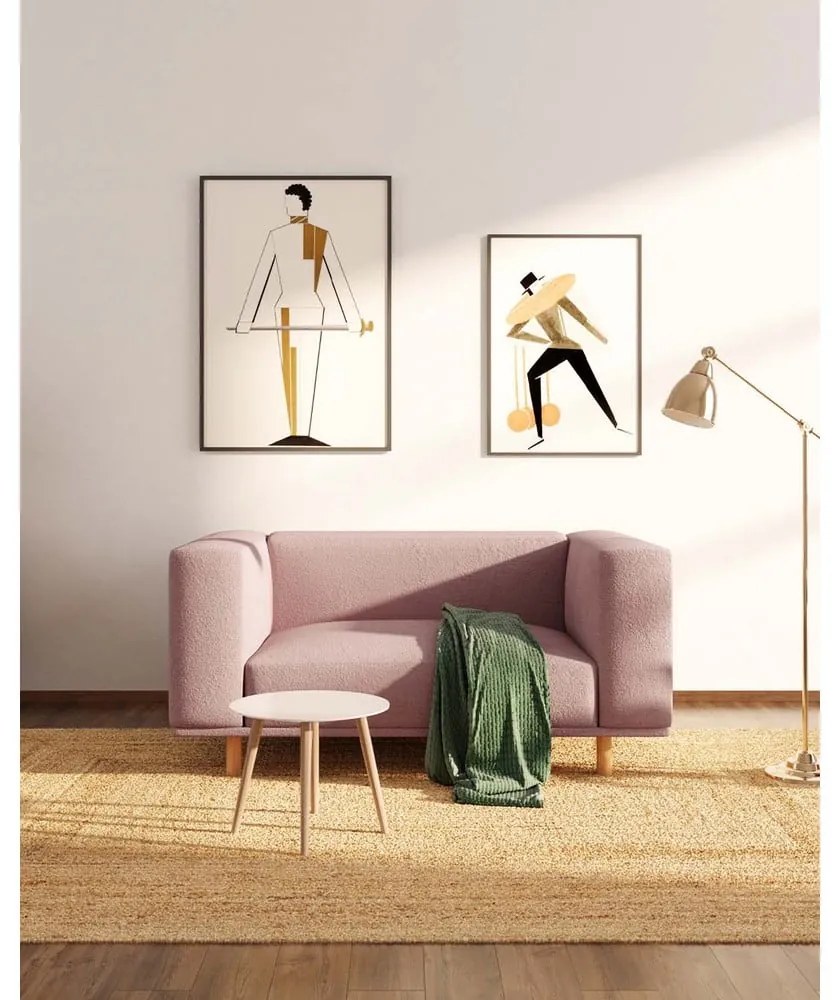 Fotoliu de relaxare roz cu tapițerie bouclé Kukumo – Ame Yens