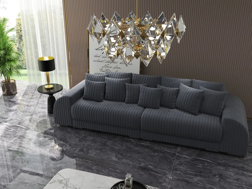 Canapea extensibilă dumonde cu 2 lăzi de depozitare si sezut confortabil din spuma high-density, Verona Ambience Grey 310x100 cm