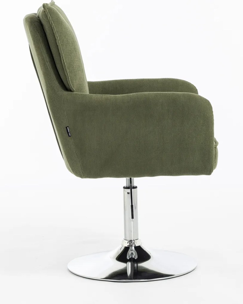 HR250N Scaun Catifea Reiată Premium culoare verde salvie Bază Cromata