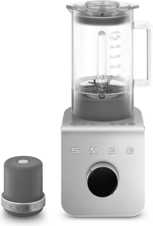 Blender Smeg Collezione BLC02WHMEU, 1400 W, 1,5 l, 22 000 rpm, 5 programe, 9 viteze, Măcinare gheață, Oțel inoxidabil, Alb/Inox