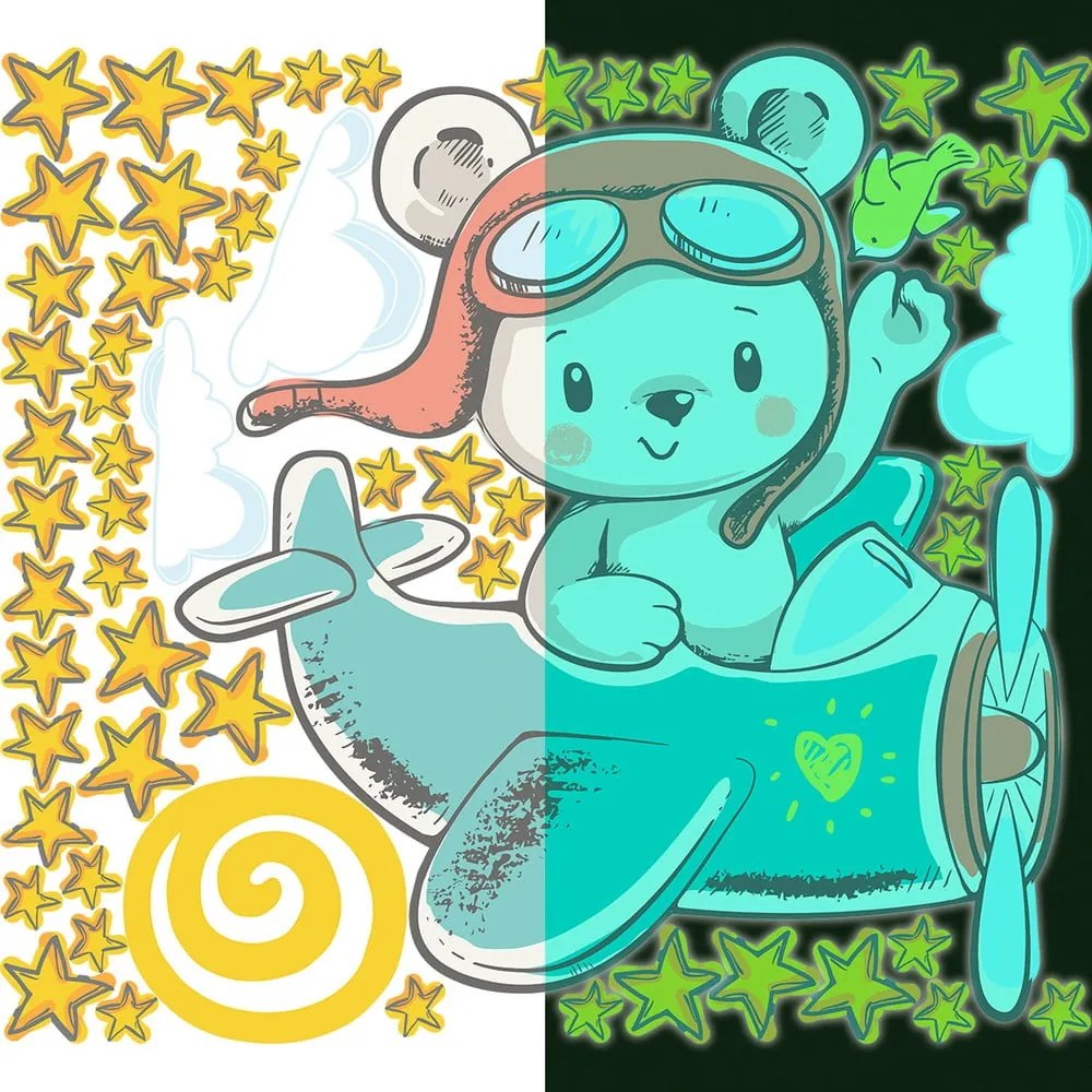 Autocolant de perete pentru copii 30x25 cm Pilot Bear – Ambiance