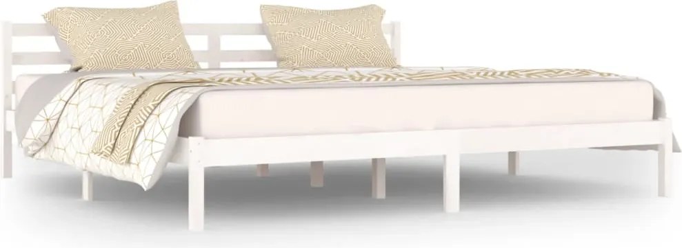 vidaXL Cadru de pat, alb, 200x200 cm, lemn masiv de pin