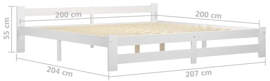 Cadru de pat, alb, 200 x 200 cm, lemn masiv de pin Alb, 200 x 200 cm