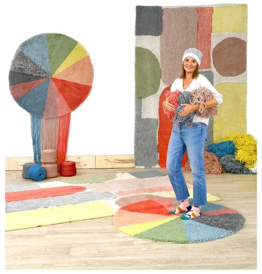 Covor pentru copii lavabil/țesut manual din lână ø120 cm Pie Chart – Lorena Canals