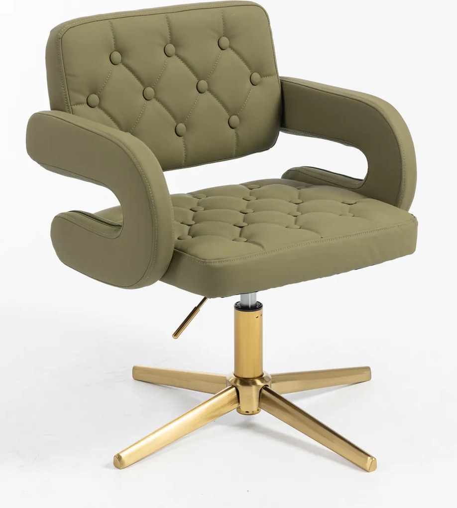 HR8403CROSS Scaun Khaki Piele Ecologica Premium Soft cu Bază Aurie