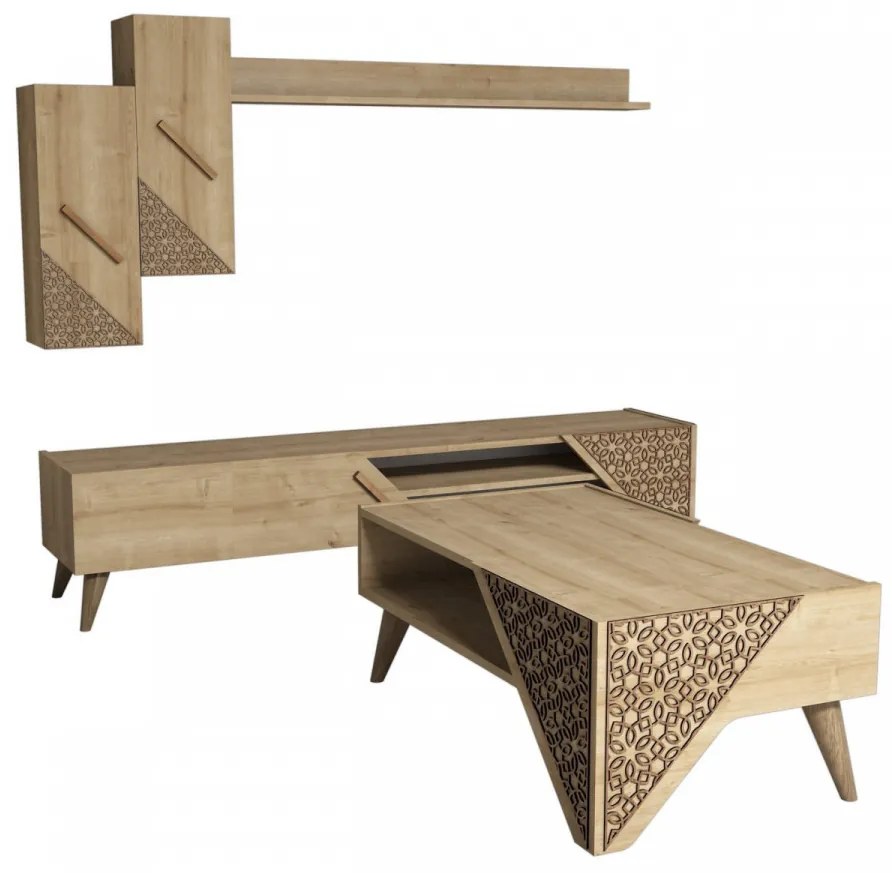 Set Comoda si Masuta de Cafea Beril, Stejar