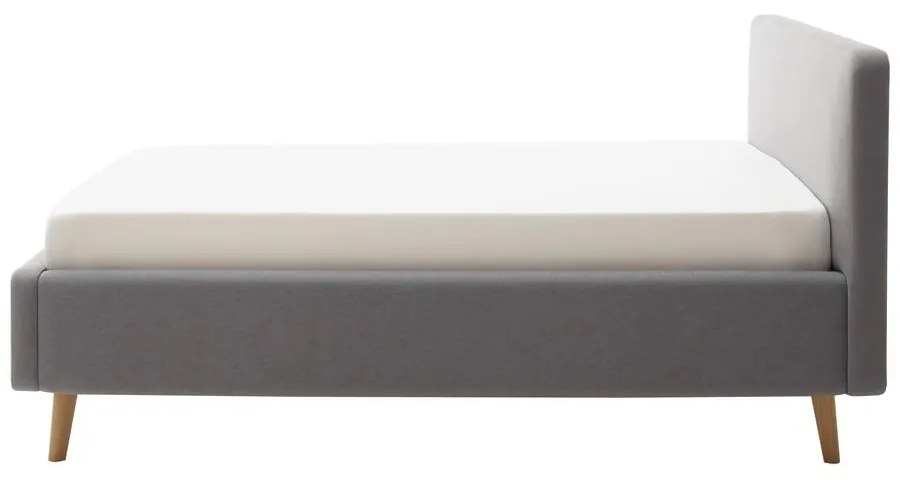 Pat gri deschis tapițat fără somieră 120x200 cm Mattis – Meise Möbel
